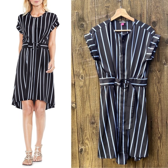 Vince Camuto Dresses & Skirts - Vince Camuto Theory Stripe Belted Shirt Dress 🌿🍃